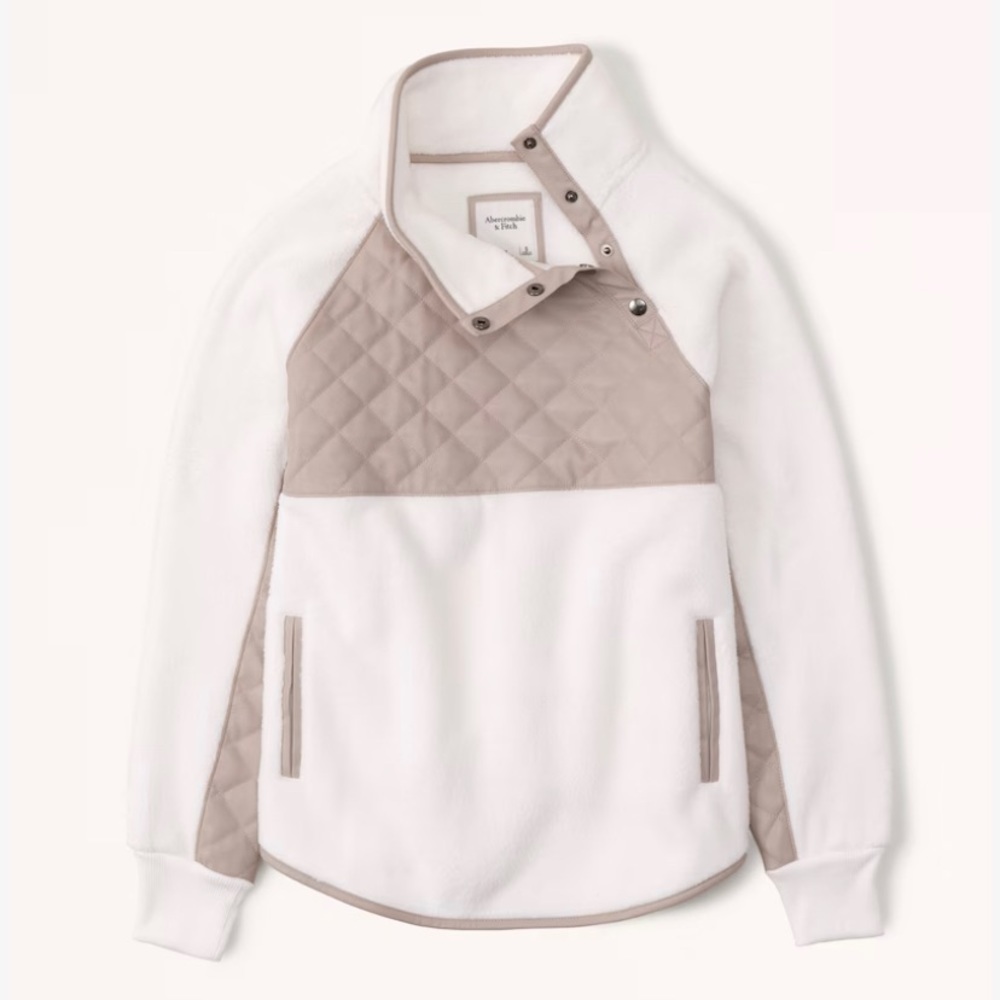 Abercrombie Asymmetrical Snap Up Sherpa Fleece  XS